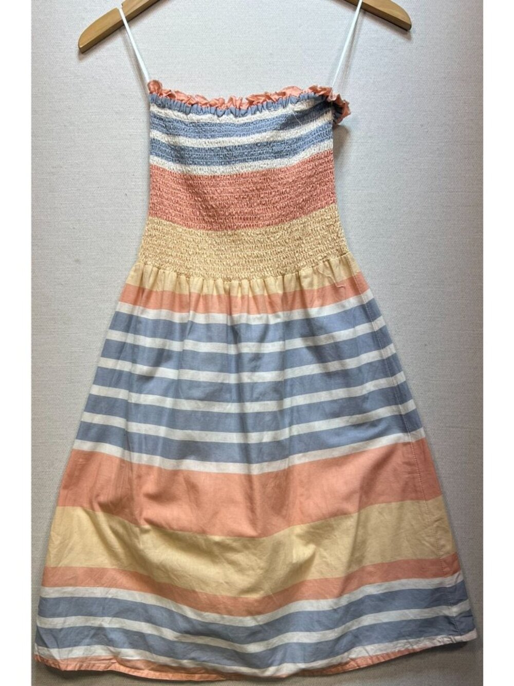 Harlow Women's Strapless Smocked Mini Dress Stretch Size XS Multicolor Stripe - Picture 2 of 11